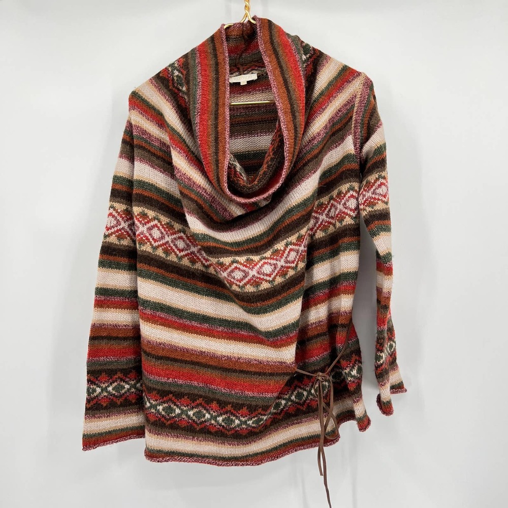 Kookaï Paris southwestern wool alpaca blend sweater cowl neck knit sz FR 1 / Sml